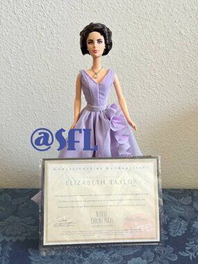 Vtg Mattel Elizabeth Taylor White Diamonds Doll 28076 Special Edition Barbie COA